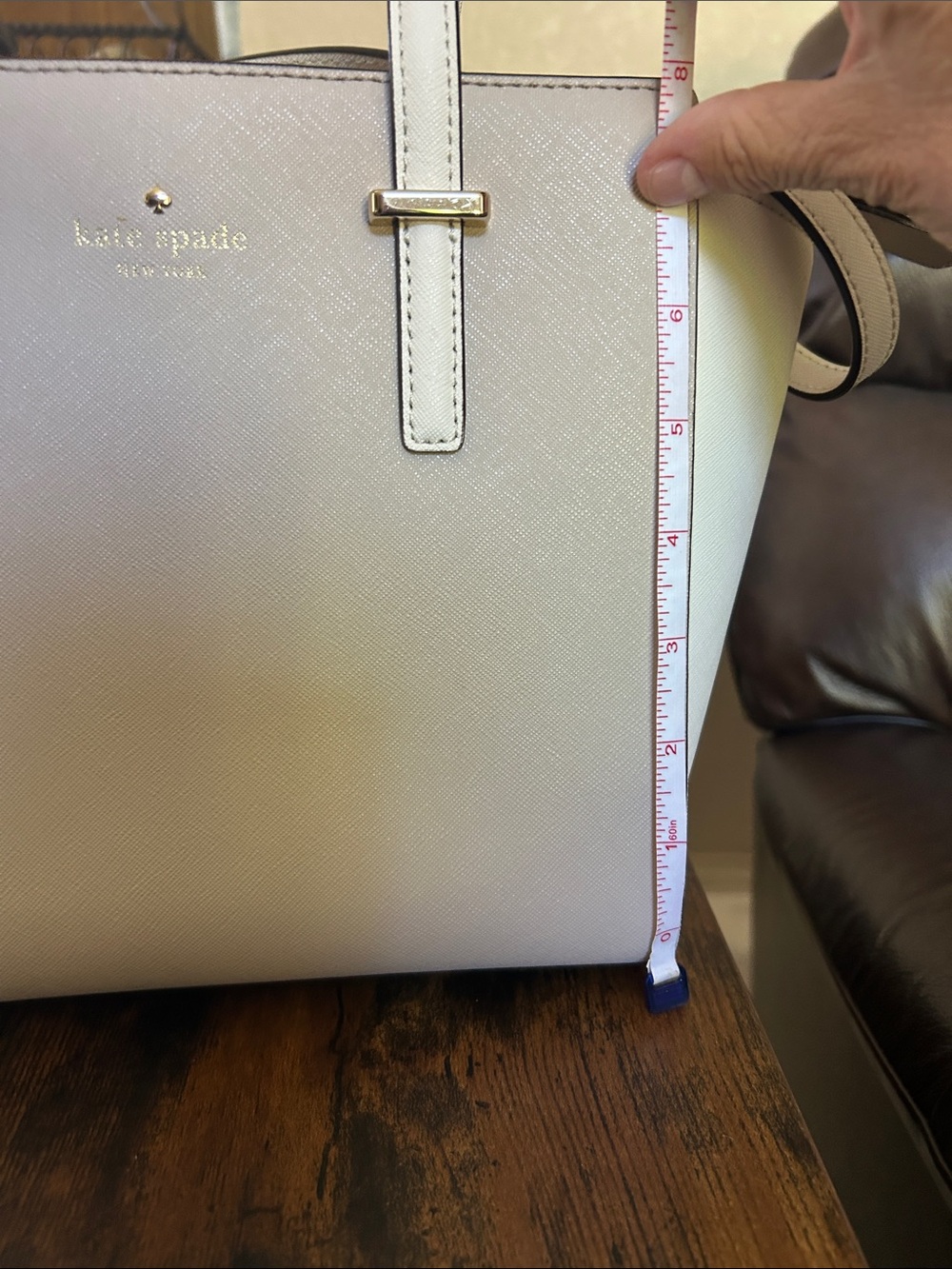 kate spade small structured satchel in cream with gold hardware - Picture 4 of 4